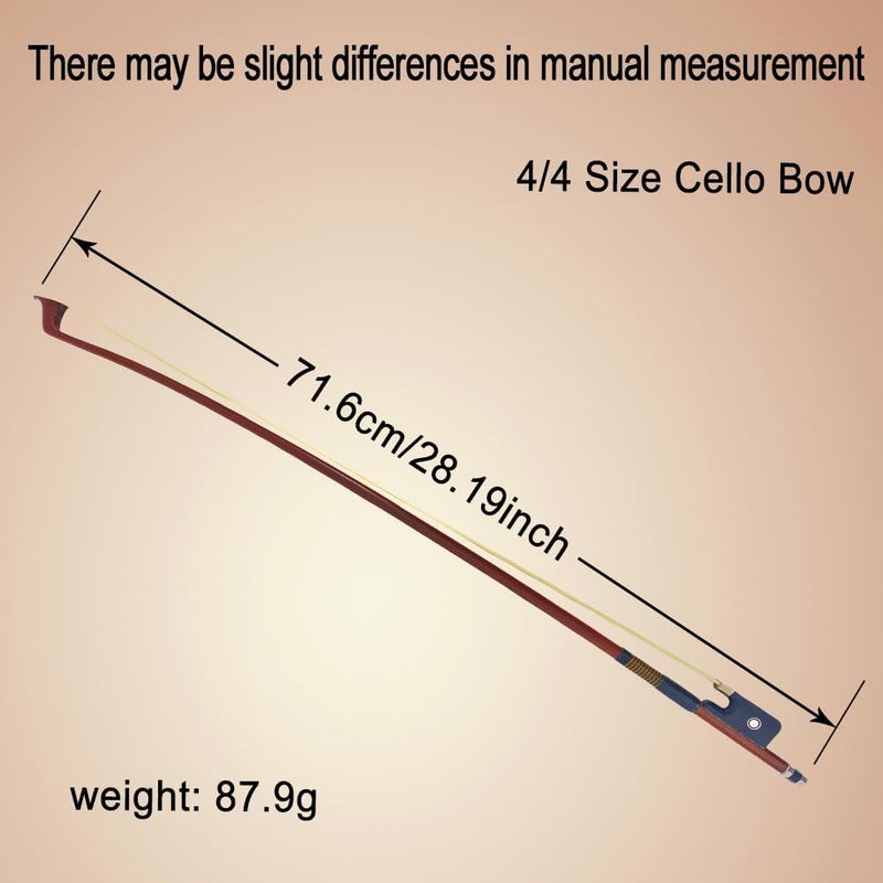 ModouString Cello Bow Full Size 4/4 - Brazilwood with Ebony Frog, Natural Mongolia Horsehair, wire decoration, Pearl Inlay Well Balanced Lightweight and Durable - Image 2